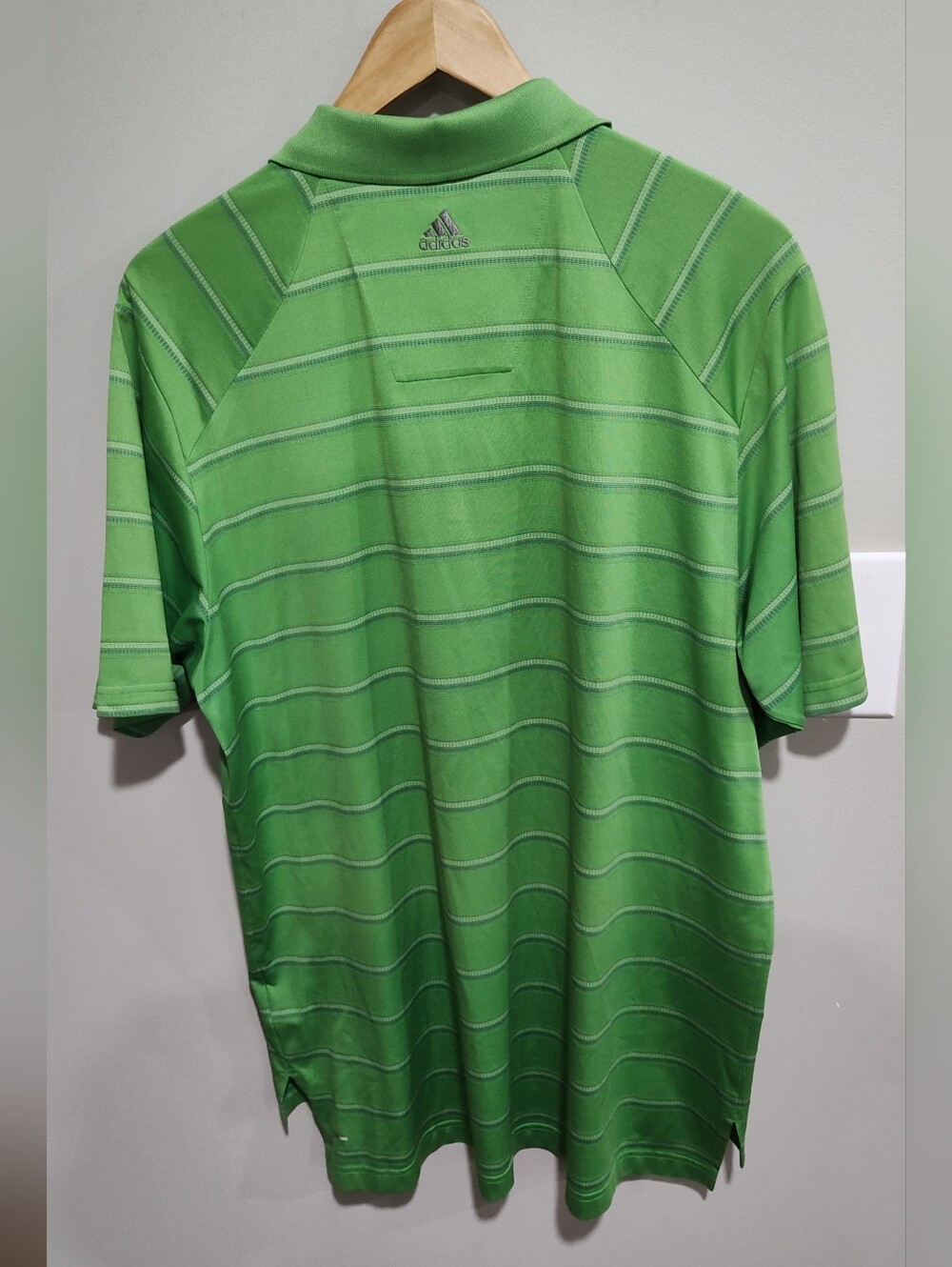 Adidas Climacool Short Sleeve Striped Golf Polo Shirt Green Men's Size Large - Picture 4 of 8
